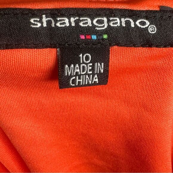 Sharagano orange and white textured stretch midi dress size 10 - Picture 5 of 6
